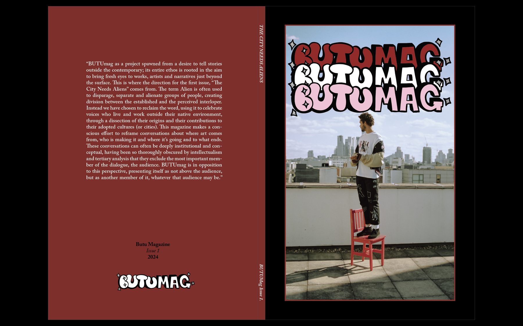 BUTU magazine cover and back spread