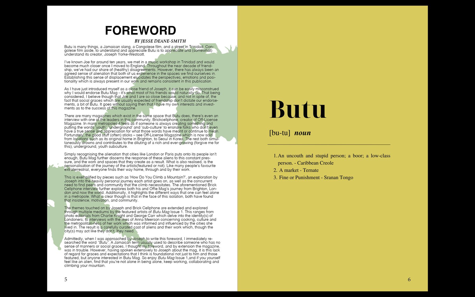 BUTU magazine foreword spread