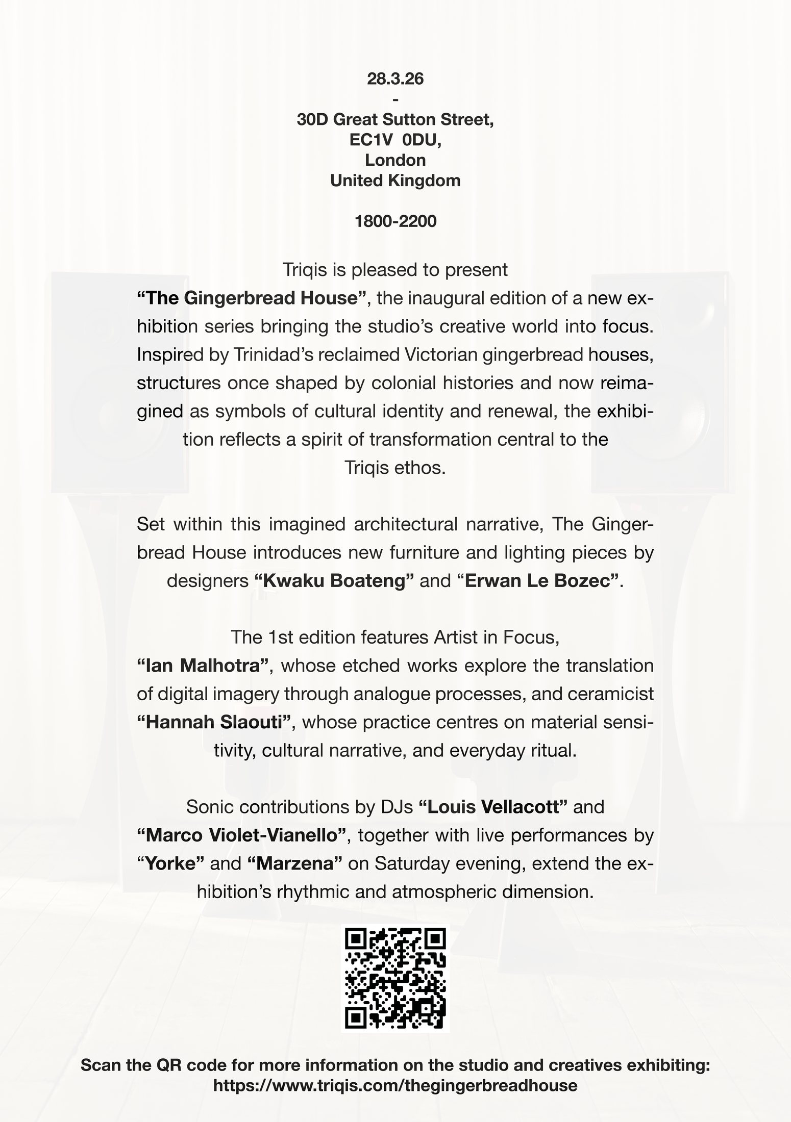The Gingerbread House flier reverse